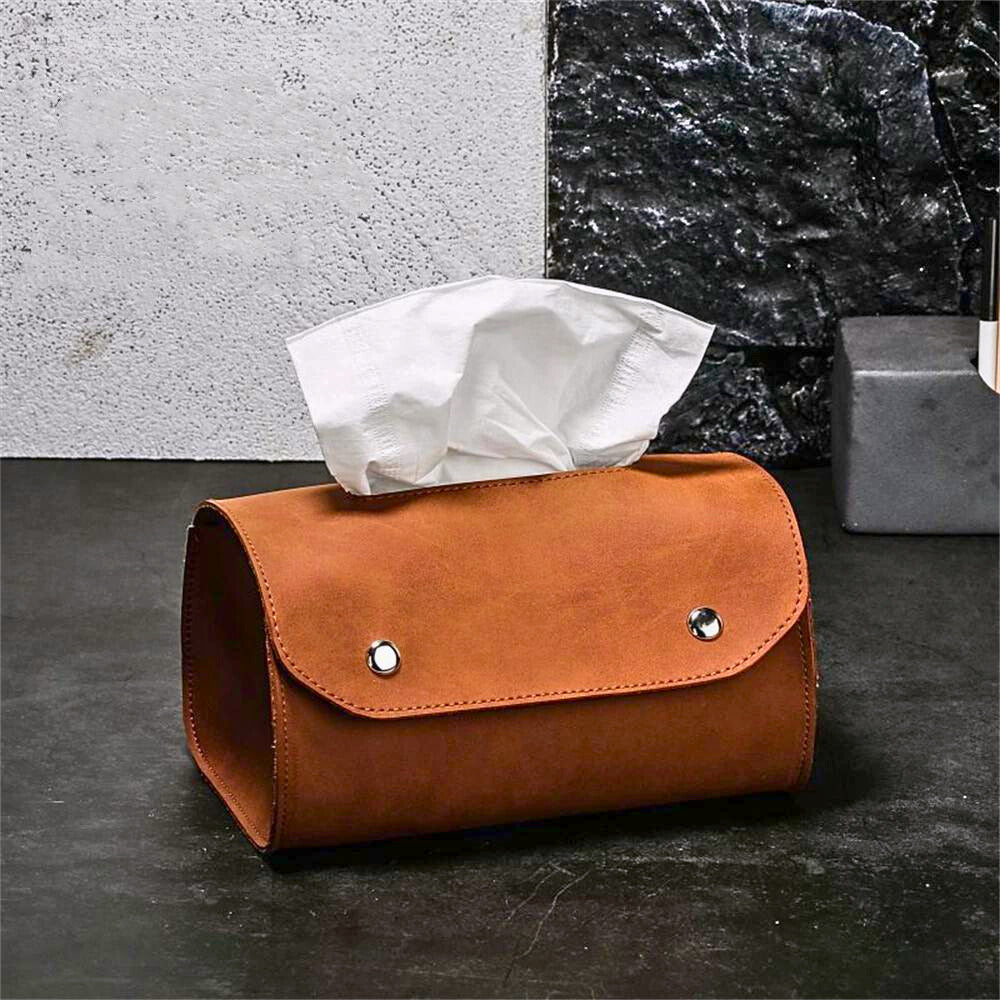 Farmhouse Leather Tissue Holder