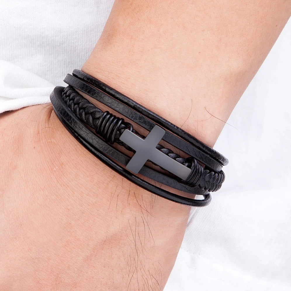 Faith Steel Cross Bracelet