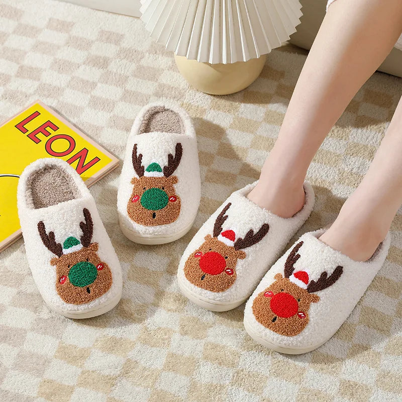 Festive Cozy Elk Slippers